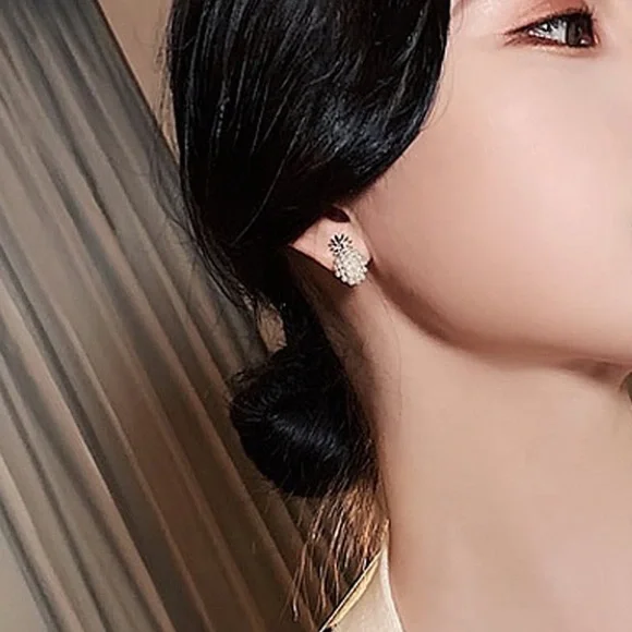 New Free People Pineapple Fruit Stud Earrings ~ Minimalist Vibes - Picture 11 of 13